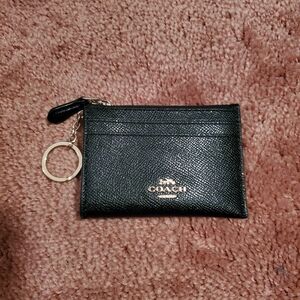Coach Black Leather Keychain Wallet